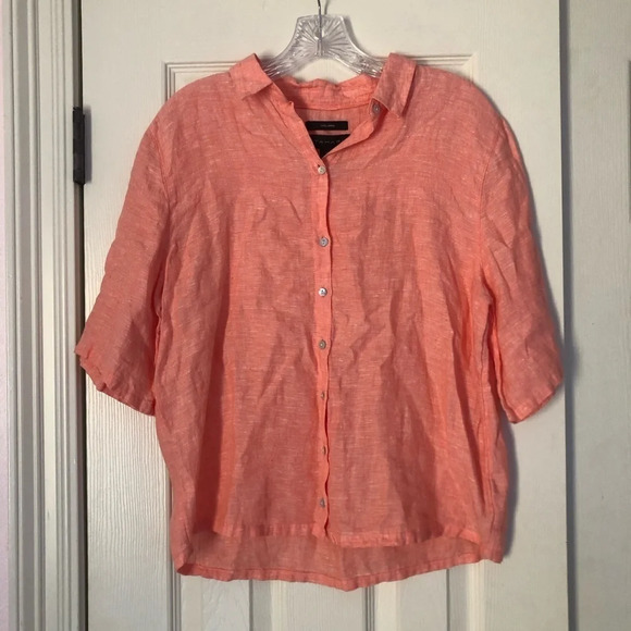Tahari  100% Linen Boxy Loose Fit Beachy Minimalist Lagenlook Top Size S… - Picture 1 of 8